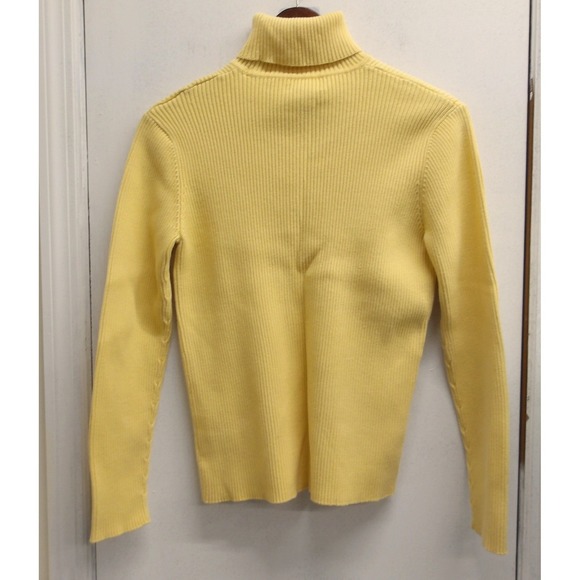 Lauren Ralph Lauren Yellow Ribbed Turtleneck Sweater Size L / #26170 - Picture 2 of 5